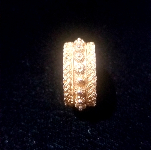 Jewelry - Gold Plate Stamped Silver Ring Size 9